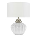 **Lampe de table en céramique blanche avec abat-jour en tissu**