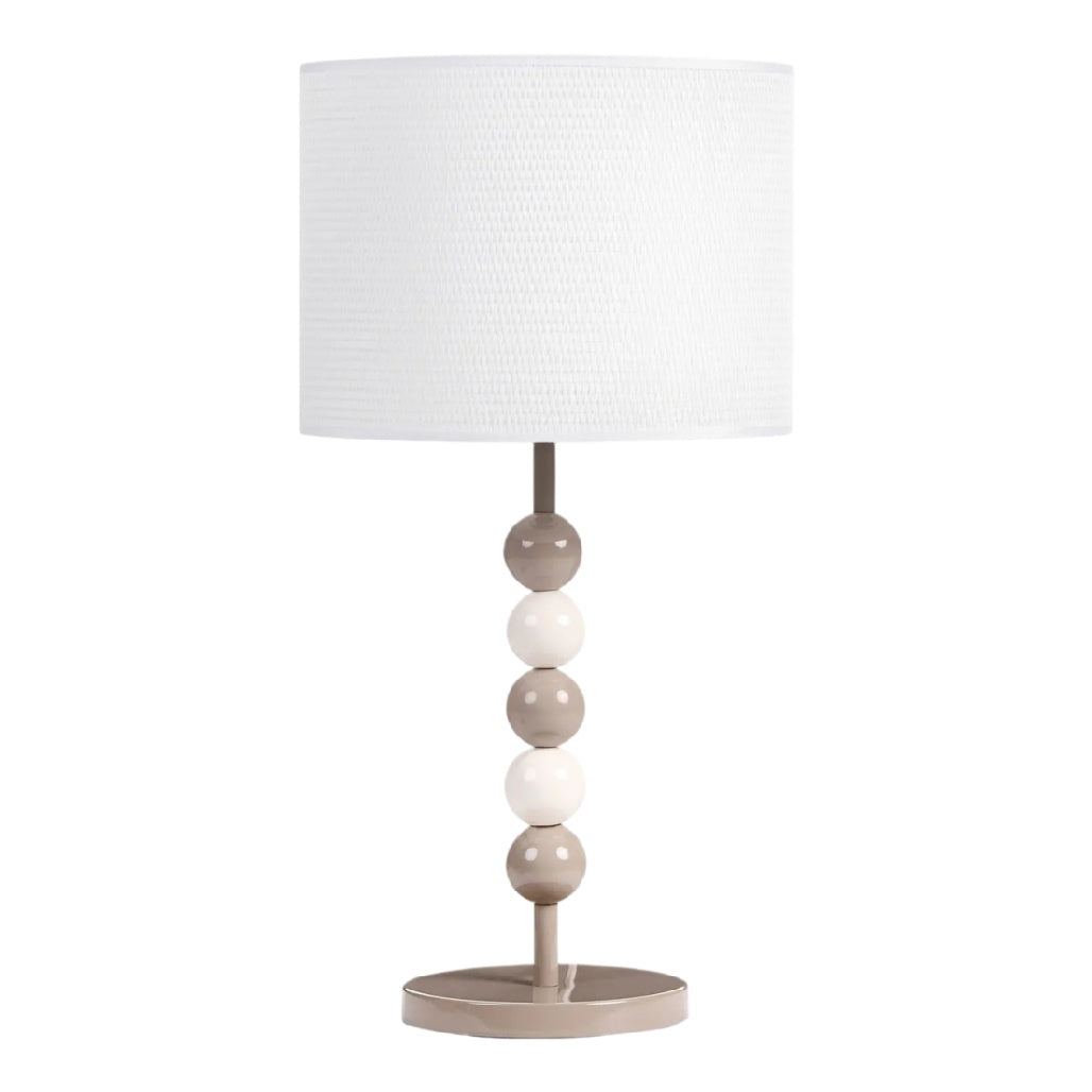 **Lampe de table moderne à abat-jour blanc et base en sphères décoratives**