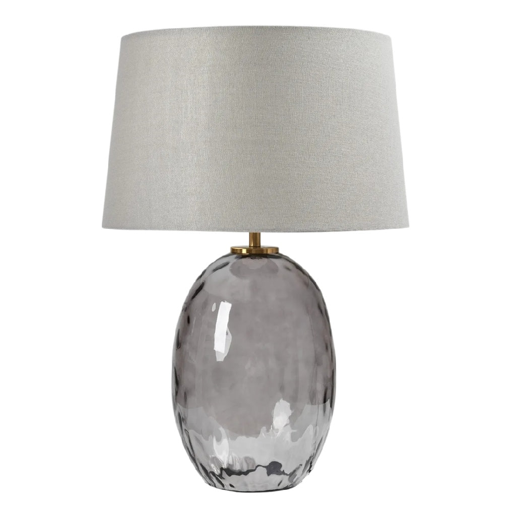 **Lampe de table en verre opaque avec abat-jour en tissu**